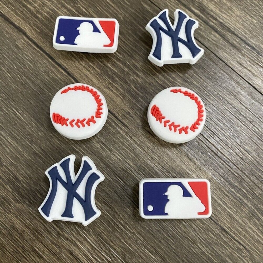 NEW YORK YANKEES SET OF 6 SHOE CHARMS FOR CROCS